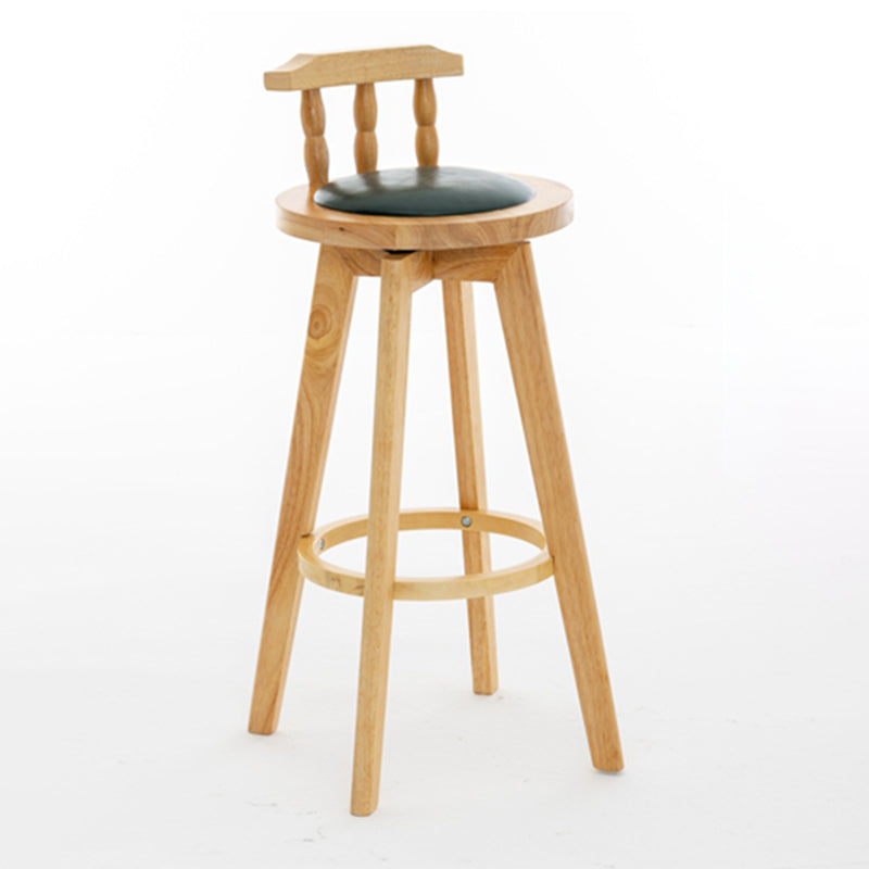 Modern Rotatable Backrest Counter Stool Wood Bar Stool with Leather Cushion and Pedal Blackish Green Natural 1 Piece Clearhalo 'Bar Furniture' 'Bar Stools' 'bar_stools' 'furn' 'furn_bar_stools' 'furniture_bar_stools' 'Kitchen & Dining Furniture' 'kitchen&dining_furn' 'kitchen' 'kitchen_furn' Furniture' 4571152