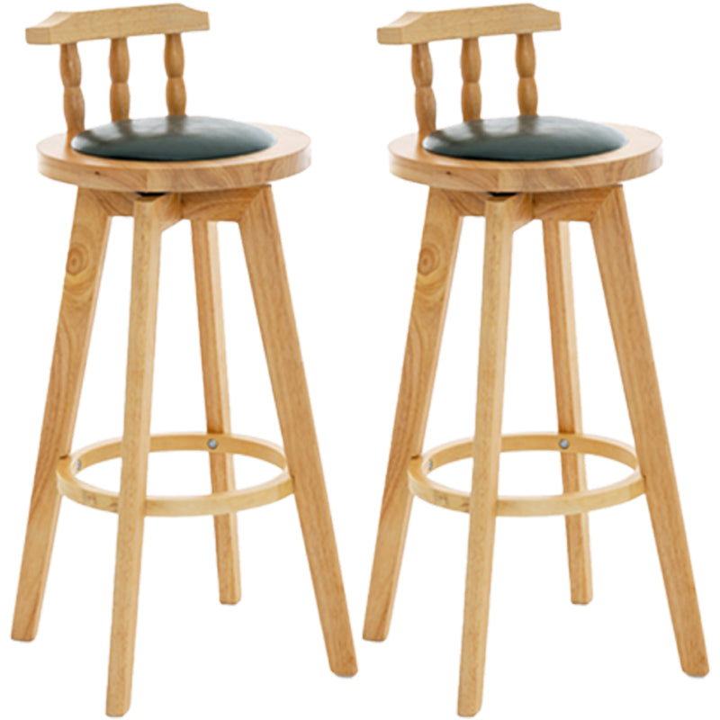 Modern Rotatable Backrest Counter Stool Wood Bar Stool with Leather Cushion and Pedal Blackish Green Natural 2 Piece Set Clearhalo 'Bar Furniture' 'Bar Stools' 'bar_stools' 'furn' 'furn_bar_stools' 'furniture_bar_stools' 'Kitchen & Dining Furniture' 'kitchen&dining_furn' 'kitchen' 'kitchen_furn' Furniture' 4571155