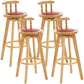 Modern Rotatable Backrest Counter Stool Wood Bar Stool with Leather Cushion and Pedal Red Natural 4 Piece Set Clearhalo 'Bar Furniture' 'Bar Stools' 'bar_stools' 'furn' 'furn_bar_stools' 'furniture_bar_stools' 'Kitchen & Dining Furniture' 'kitchen&dining_furn' 'kitchen' 'kitchen_furn' Furniture' 4571157