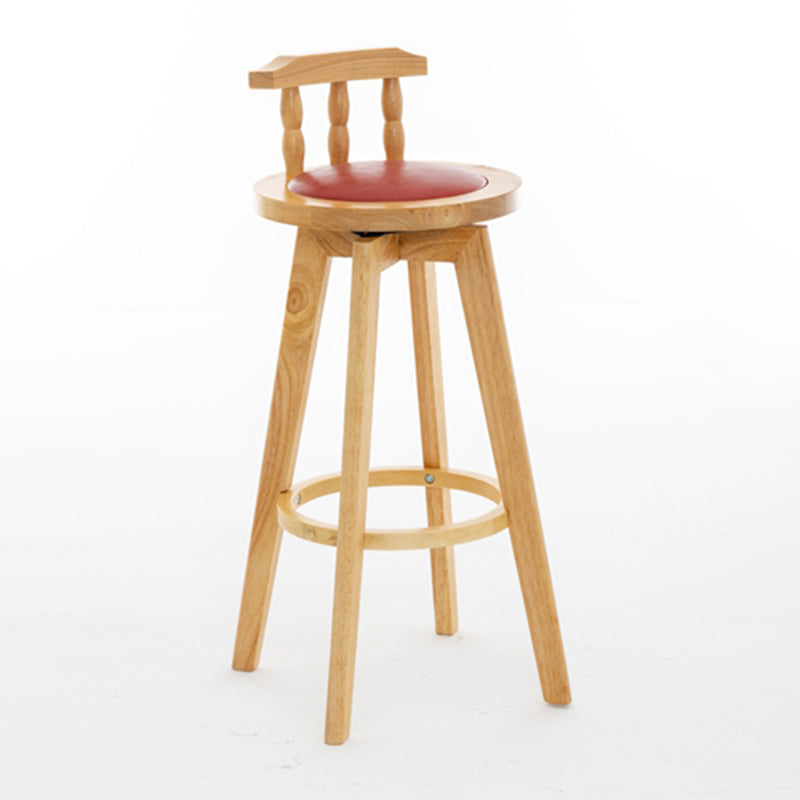 Modern Rotatable Backrest Counter Stool Wood Bar Stool with Leather Cushion and Pedal Red Natural 1 Piece Clearhalo 'Bar Furniture' 'Bar Stools' 'bar_stools' 'furn' 'furn_bar_stools' 'furniture_bar_stools' 'Kitchen & Dining Furniture' 'kitchen&dining_furn' 'kitchen' 'kitchen_furn' Furniture' 4571158