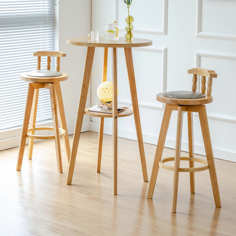 Modern Rotatable Backrest Counter Stool Wood Bar Stool with Leather Cushion and Pedal Clearhalo 'Bar Furniture' 'Bar Stools' 'bar_stools' 'furn' 'furn_bar_stools' 'furniture_bar_stools' 'Kitchen & Dining Furniture' 'kitchen&dining_furn' 'kitchen' 'kitchen_furn' Furniture' 4571159