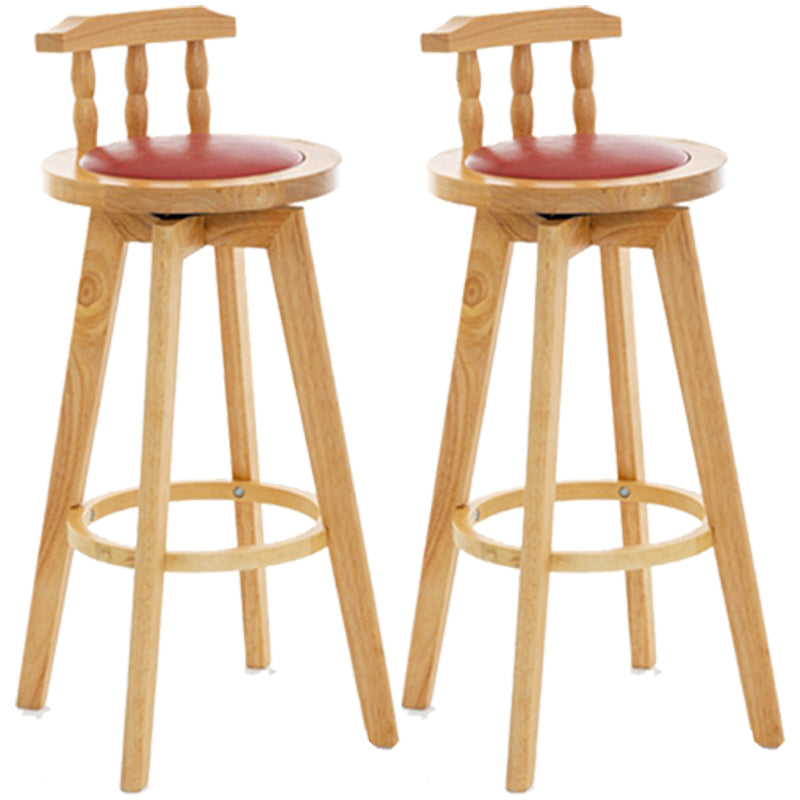 Modern Rotatable Backrest Counter Stool Wood Bar Stool with Leather Cushion and Pedal Red Natural 2 Piece Set Clearhalo 'Bar Furniture' 'Bar Stools' 'bar_stools' 'furn' 'furn_bar_stools' 'furniture_bar_stools' 'Kitchen & Dining Furniture' 'kitchen&dining_furn' 'kitchen' 'kitchen_furn' Furniture' 4571160