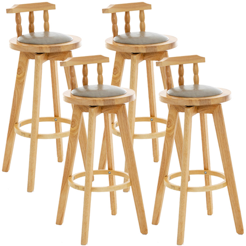 Modern Rotatable Backrest Counter Stool Wood Bar Stool with Leather Cushion and Pedal Grey Natural 4 Piece Set Clearhalo 'Bar Furniture' 'Bar Stools' 'bar_stools' 'furn' 'furn_bar_stools' 'furniture_bar_stools' 'Kitchen & Dining Furniture' 'kitchen&dining_furn' 'kitchen' 'kitchen_furn' Furniture' 4571162