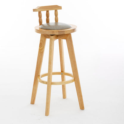 Modern Rotatable Backrest Counter Stool Wood Bar Stool with Leather Cushion and Pedal Grey Natural 1 Piece Clearhalo 'Bar Furniture' 'Bar Stools' 'bar_stools' 'furn' 'furn_bar_stools' 'furniture_bar_stools' 'Kitchen & Dining Furniture' 'kitchen&dining_furn' 'kitchen' 'kitchen_furn' Furniture' 4571163