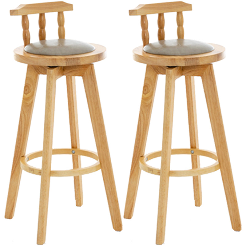 Modern Rotatable Backrest Counter Stool Wood Bar Stool with Leather Cushion and Pedal Grey Natural 2 Piece Set Clearhalo 'Bar Furniture' 'Bar Stools' 'bar_stools' 'furn' 'furn_bar_stools' 'furniture_bar_stools' 'Kitchen & Dining Furniture' 'kitchen&dining_furn' 'kitchen' 'kitchen_furn' Furniture' 4571164