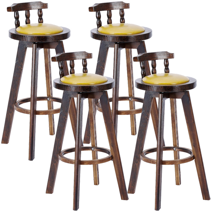Modern Rotatable Backrest Counter Stool Wood Bar Stool with Leather Cushion and Pedal Ginger Brown 4 Piece Set Clearhalo 'Bar Furniture' 'Bar Stools' 'bar_stools' 'furn' 'furn_bar_stools' 'furniture_bar_stools' 'Kitchen & Dining Furniture' 'kitchen&dining_furn' 'kitchen' 'kitchen_furn' Furniture' 4571165