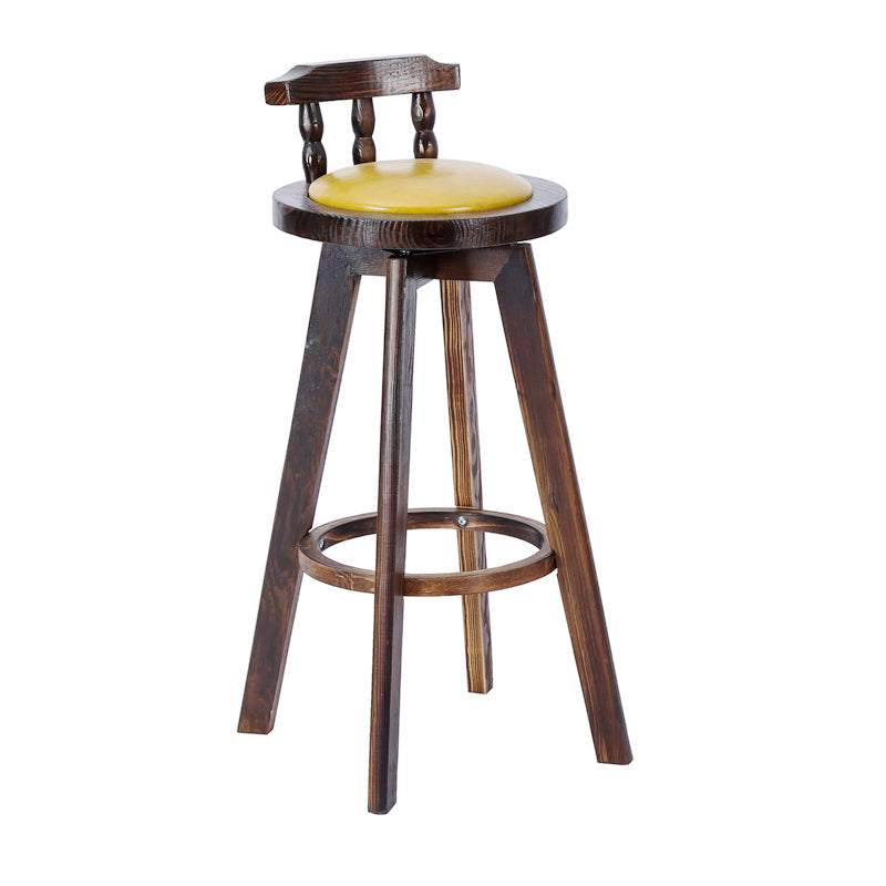 Modern Rotatable Backrest Counter Stool Wood Bar Stool with Leather Cushion and Pedal Ginger Brown 1 Piece Clearhalo 'Bar Furniture' 'Bar Stools' 'bar_stools' 'furn' 'furn_bar_stools' 'furniture_bar_stools' 'Kitchen & Dining Furniture' 'kitchen&dining_furn' 'kitchen' 'kitchen_furn' Furniture' 4571166