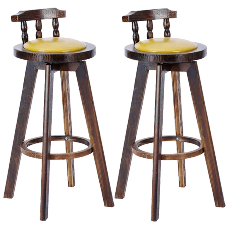 Modern Rotatable Backrest Counter Stool Wood Bar Stool with Leather Cushion and Pedal Ginger Brown 2 Piece Set Clearhalo 'Bar Furniture' 'Bar Stools' 'bar_stools' 'furn' 'furn_bar_stools' 'furniture_bar_stools' 'Kitchen & Dining Furniture' 'kitchen&dining_furn' 'kitchen' 'kitchen_furn' Furniture' 4571167