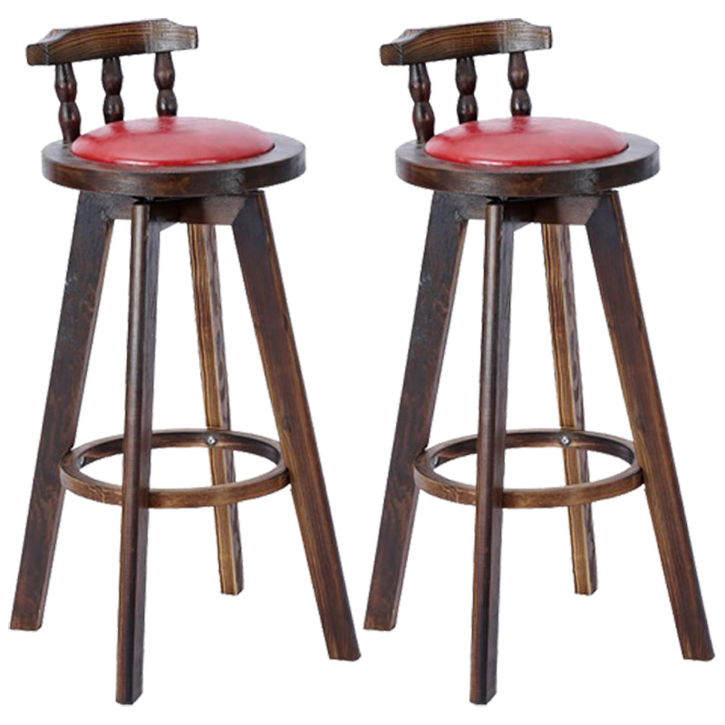 Modern Rotatable Backrest Counter Stool Wood Bar Stool with Leather Cushion and Pedal Red Brown 2 Piece Set Clearhalo 'Bar Furniture' 'Bar Stools' 'bar_stools' 'furn' 'furn_bar_stools' 'furniture_bar_stools' 'Kitchen & Dining Furniture' 'kitchen&dining_furn' 'kitchen' 'kitchen_furn' Furniture' 4571170