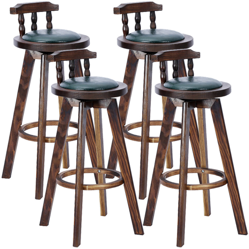 Modern Rotatable Backrest Counter Stool Wood Bar Stool with Leather Cushion and Pedal Blackish Green Brown 4 Piece Set Clearhalo 'Bar Furniture' 'Bar Stools' 'bar_stools' 'furn' 'furn_bar_stools' 'furniture_bar_stools' 'Kitchen & Dining Furniture' 'kitchen&dining_furn' 'kitchen' 'kitchen_furn' Furniture' 4571171