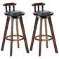 Modern Rotatable Backrest Counter Stool Wood Bar Stool with Leather Cushion and Pedal Blackish Green Brown 2 Piece Set Clearhalo 'Bar Furniture' 'Bar Stools' 'bar_stools' 'furn' 'furn_bar_stools' 'furniture_bar_stools' 'Kitchen & Dining Furniture' 'kitchen&dining_furn' 'kitchen' 'kitchen_furn' Furniture' 4571173
