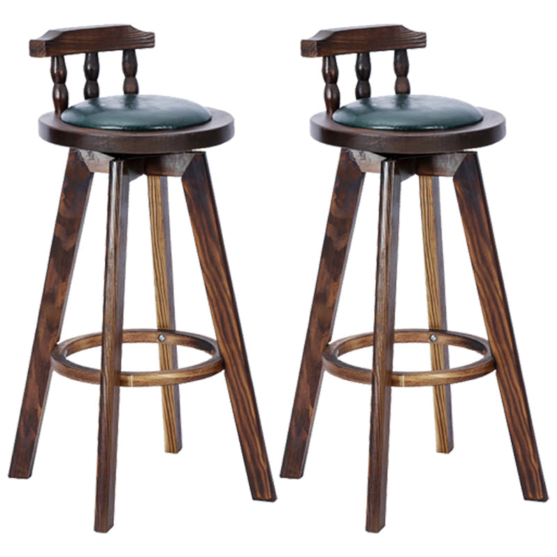 Modern Rotatable Backrest Counter Stool Wood Bar Stool with Leather Cushion and Pedal Blackish Green Brown 2 Piece Set Clearhalo 'Bar Furniture' 'Bar Stools' 'bar_stools' 'furn' 'furn_bar_stools' 'furniture_bar_stools' 'Kitchen & Dining Furniture' 'kitchen&dining_furn' 'kitchen' 'kitchen_furn' Furniture' 4571173
