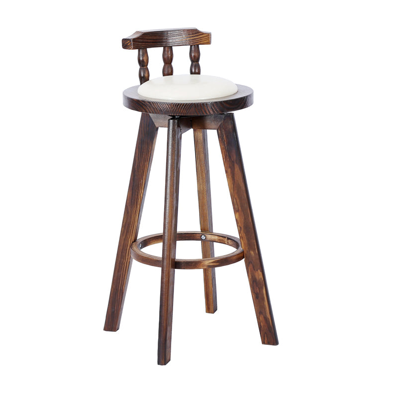 Modern Rotatable Backrest Counter Stool Wood Bar Stool with Leather Cushion and Pedal Off-White Brown 1 Piece Clearhalo 'Bar Furniture' 'Bar Stools' 'bar_stools' 'furn' 'furn_bar_stools' 'furniture_bar_stools' 'Kitchen & Dining Furniture' 'kitchen&dining_furn' 'kitchen' 'kitchen_furn' Furniture' 4571175