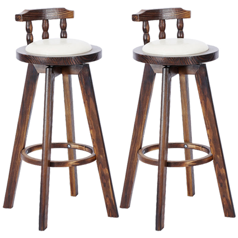 Modern Rotatable Backrest Counter Stool Wood Bar Stool with Leather Cushion and Pedal Off-White Brown 2 Piece Set Clearhalo 'Bar Furniture' 'Bar Stools' 'bar_stools' 'furn' 'furn_bar_stools' 'furniture_bar_stools' 'Kitchen & Dining Furniture' 'kitchen&dining_furn' 'kitchen' 'kitchen_furn' Furniture' 4571176