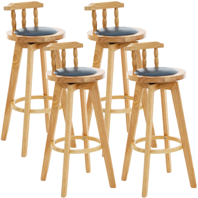 Modern Rotatable Backrest Counter Stool Wood Bar Stool with Leather Cushion and Pedal Blue Natural 4 Piece Set Clearhalo 'Bar Furniture' 'Bar Stools' 'bar_stools' 'furn' 'furn_bar_stools' 'furniture_bar_stools' 'Kitchen & Dining Furniture' 'kitchen&dining_furn' 'kitchen' 'kitchen_furn' Furniture' 4571177