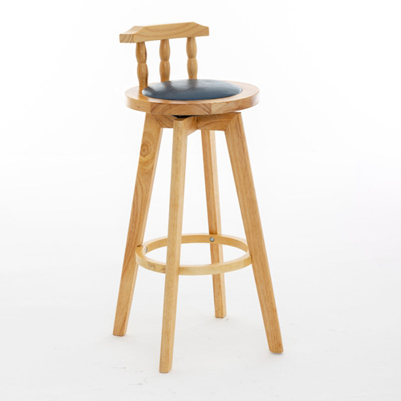 Modern Rotatable Backrest Counter Stool Wood Bar Stool with Leather Cushion and Pedal Blue Natural 1 Piece Clearhalo 'Bar Furniture' 'Bar Stools' 'bar_stools' 'furn' 'furn_bar_stools' 'furniture_bar_stools' 'Kitchen & Dining Furniture' 'kitchen&dining_furn' 'kitchen' 'kitchen_furn' Furniture' 4571178