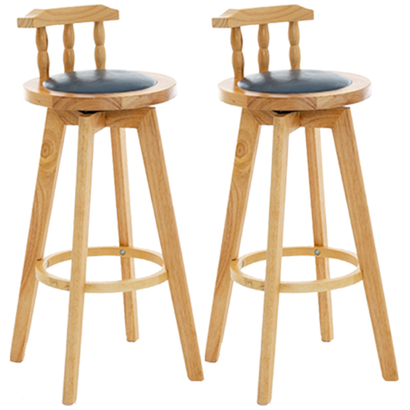 Modern Rotatable Backrest Counter Stool Wood Bar Stool with Leather Cushion and Pedal Blue Natural 2 Piece Set Clearhalo 'Bar Furniture' 'Bar Stools' 'bar_stools' 'furn' 'furn_bar_stools' 'furniture_bar_stools' 'Kitchen & Dining Furniture' 'kitchen&dining_furn' 'kitchen' 'kitchen_furn' Furniture' 4571179