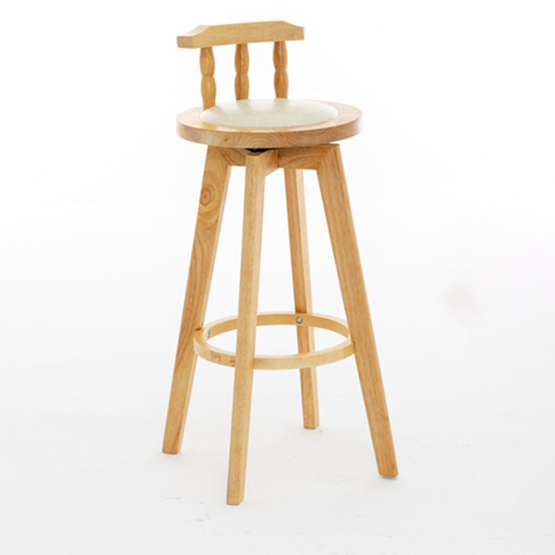 Modern Rotatable Backrest Counter Stool Wood Bar Stool with Leather Cushion and Pedal Off-White Natural 1 Piece Clearhalo 'Bar Furniture' 'Bar Stools' 'bar_stools' 'furn' 'furn_bar_stools' 'furniture_bar_stools' 'Kitchen & Dining Furniture' 'kitchen&dining_furn' 'kitchen' 'kitchen_furn' Furniture' 4571181