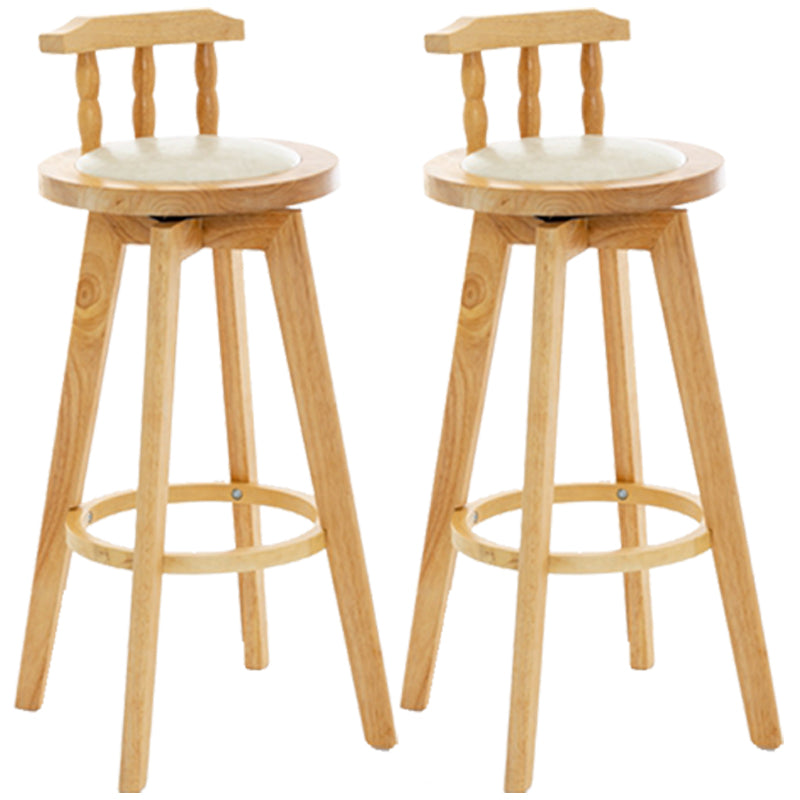 Modern Rotatable Backrest Counter Stool Wood Bar Stool with Leather Cushion and Pedal Off-White Natural 2 Piece Set Clearhalo 'Bar Furniture' 'Bar Stools' 'bar_stools' 'furn' 'furn_bar_stools' 'furniture_bar_stools' 'Kitchen & Dining Furniture' 'kitchen&dining_furn' 'kitchen' 'kitchen_furn' Furniture' 4571182