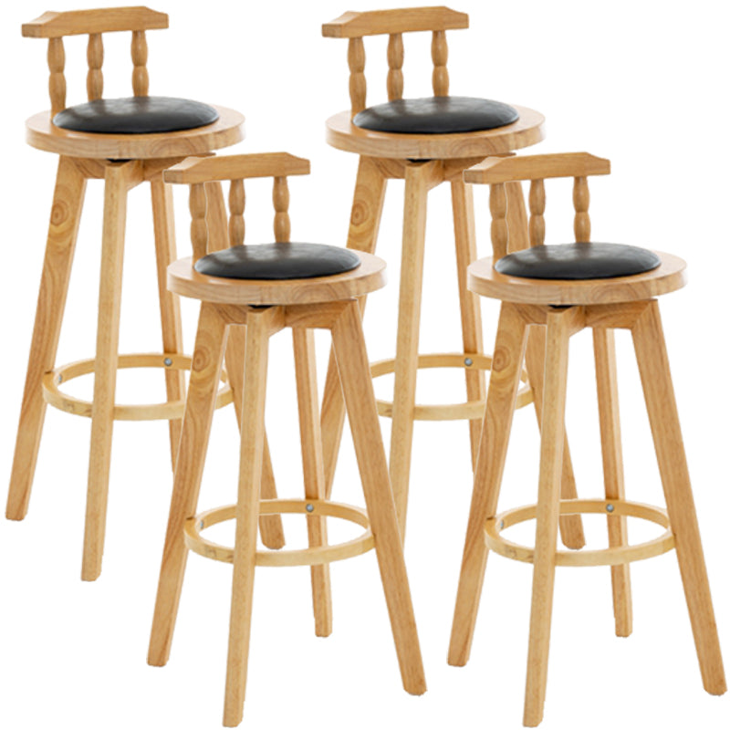 Modern Rotatable Backrest Counter Stool Wood Bar Stool with Leather Cushion and Pedal Black Natural 4 Piece Set Clearhalo 'Bar Furniture' 'Bar Stools' 'bar_stools' 'furn' 'furn_bar_stools' 'furniture_bar_stools' 'Kitchen & Dining Furniture' 'kitchen&dining_furn' 'kitchen' 'kitchen_furn' Furniture' 4571183