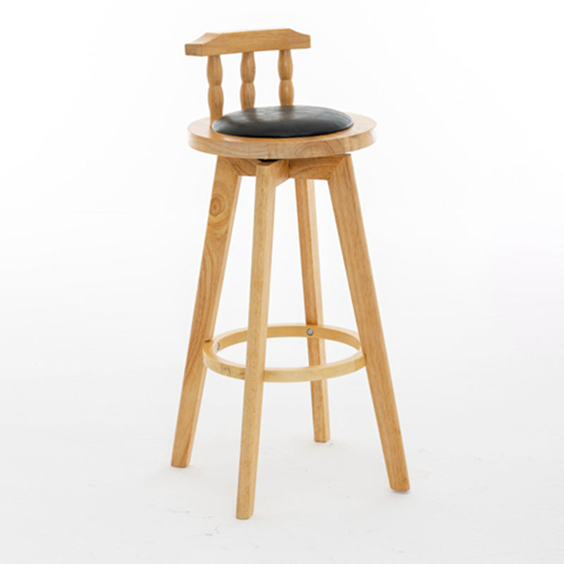 Modern Rotatable Backrest Counter Stool Wood Bar Stool with Leather Cushion and Pedal Black Natural 1 Piece Clearhalo 'Bar Furniture' 'Bar Stools' 'bar_stools' 'furn' 'furn_bar_stools' 'furniture_bar_stools' 'Kitchen & Dining Furniture' 'kitchen&dining_furn' 'kitchen' 'kitchen_furn' Furniture' 4571184