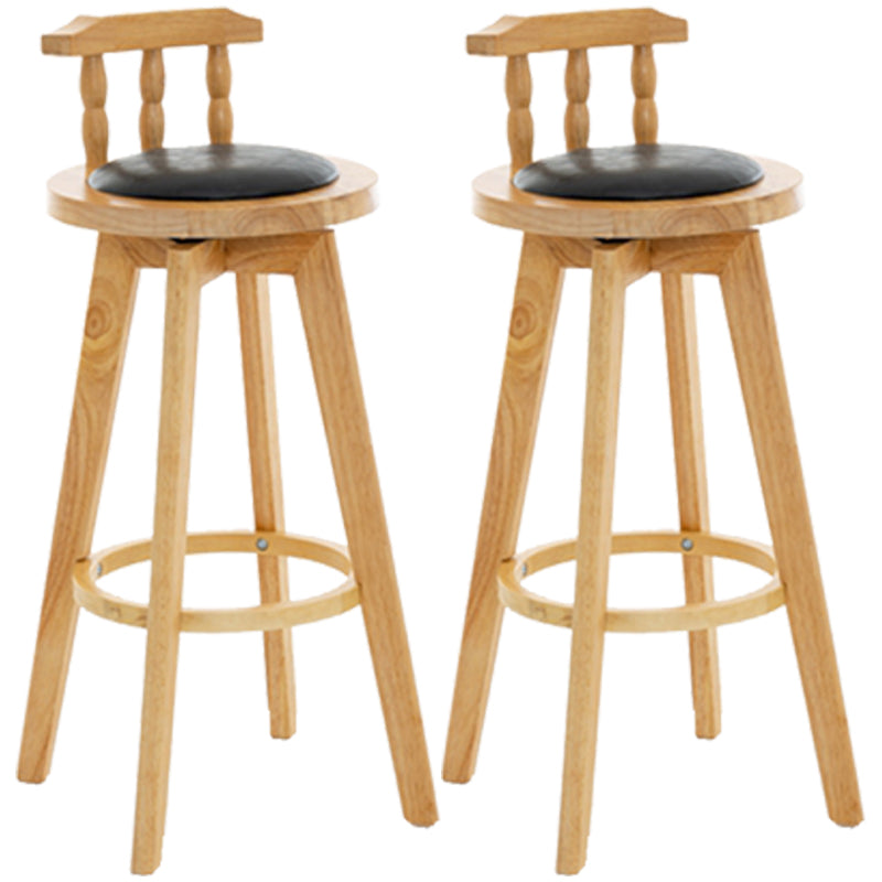 Modern Rotatable Backrest Counter Stool Wood Bar Stool with Leather Cushion and Pedal Black Natural 2 Piece Set Clearhalo 'Bar Furniture' 'Bar Stools' 'bar_stools' 'furn' 'furn_bar_stools' 'furniture_bar_stools' 'Kitchen & Dining Furniture' 'kitchen&dining_furn' 'kitchen' 'kitchen_furn' Furniture' 4571185