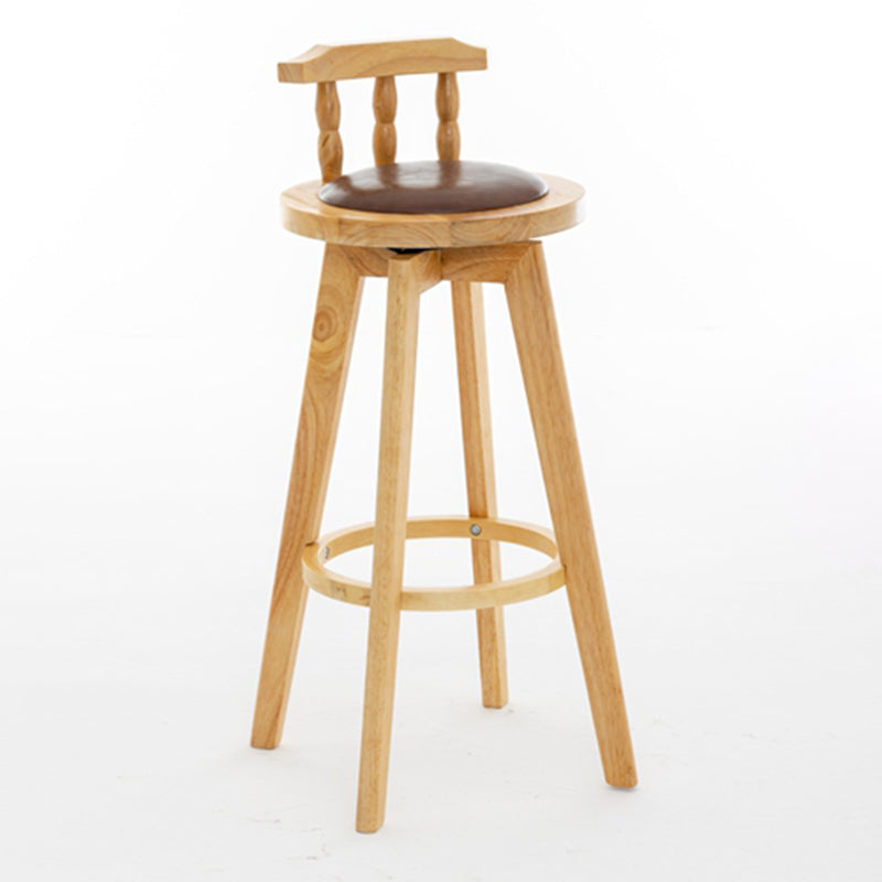 Modern Rotatable Backrest Counter Stool Wood Bar Stool with Leather Cushion and Pedal Brown Natural 1 Piece Clearhalo 'Bar Furniture' 'Bar Stools' 'bar_stools' 'furn' 'furn_bar_stools' 'furniture_bar_stools' 'Kitchen & Dining Furniture' 'kitchen&dining_furn' 'kitchen' 'kitchen_furn' Furniture' 4571187