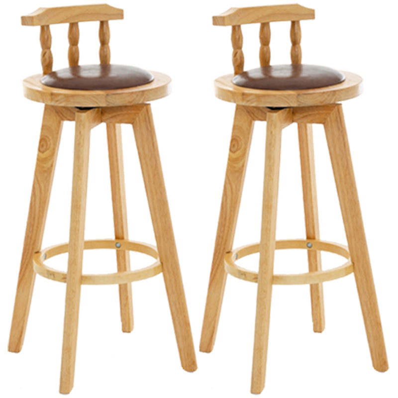 Modern Rotatable Backrest Counter Stool Wood Bar Stool with Leather Cushion and Pedal Brown Natural 2 Piece Set Clearhalo 'Bar Furniture' 'Bar Stools' 'bar_stools' 'furn' 'furn_bar_stools' 'furniture_bar_stools' 'Kitchen & Dining Furniture' 'kitchen&dining_furn' 'kitchen' 'kitchen_furn' Furniture' 4571188
