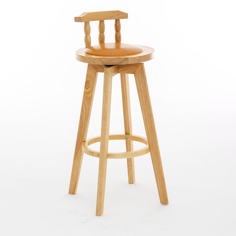 Modern Rotatable Backrest Counter Stool Wood Bar Stool with Leather Cushion and Pedal Ginger Natural 1 Piece Clearhalo 'Bar Furniture' 'Bar Stools' 'bar_stools' 'furn' 'furn_bar_stools' 'furniture_bar_stools' 'Kitchen & Dining Furniture' 'kitchen&dining_furn' 'kitchen' 'kitchen_furn' Furniture' 4571190