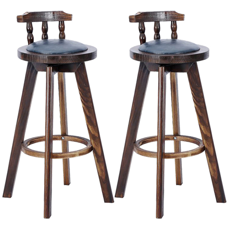 Modern Rotatable Backrest Counter Stool Wood Bar Stool with Leather Cushion and Pedal Blue Brown 2 Piece Set Clearhalo 'Bar Furniture' 'Bar Stools' 'bar_stools' 'furn' 'furn_bar_stools' 'furniture_bar_stools' 'Kitchen & Dining Furniture' 'kitchen&dining_furn' 'kitchen' 'kitchen_furn' Furniture' 4571194