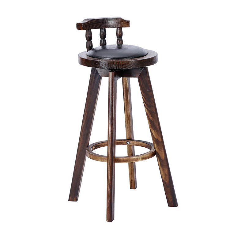 Modern Rotatable Backrest Counter Stool Wood Bar Stool with Leather Cushion and Pedal Black Brown 1 Piece Clearhalo 'Bar Furniture' 'Bar Stools' 'bar_stools' 'furn' 'furn_bar_stools' 'furniture_bar_stools' 'Kitchen & Dining Furniture' 'kitchen&dining_furn' 'kitchen' 'kitchen_furn' Furniture' 4571199