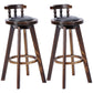 Modern Rotatable Backrest Counter Stool Wood Bar Stool with Leather Cushion and Pedal Black Brown 2 Piece Set Clearhalo 'Bar Furniture' 'Bar Stools' 'bar_stools' 'furn' 'furn_bar_stools' 'furniture_bar_stools' 'Kitchen & Dining Furniture' 'kitchen&dining_furn' 'kitchen' 'kitchen_furn' Furniture' 4571200