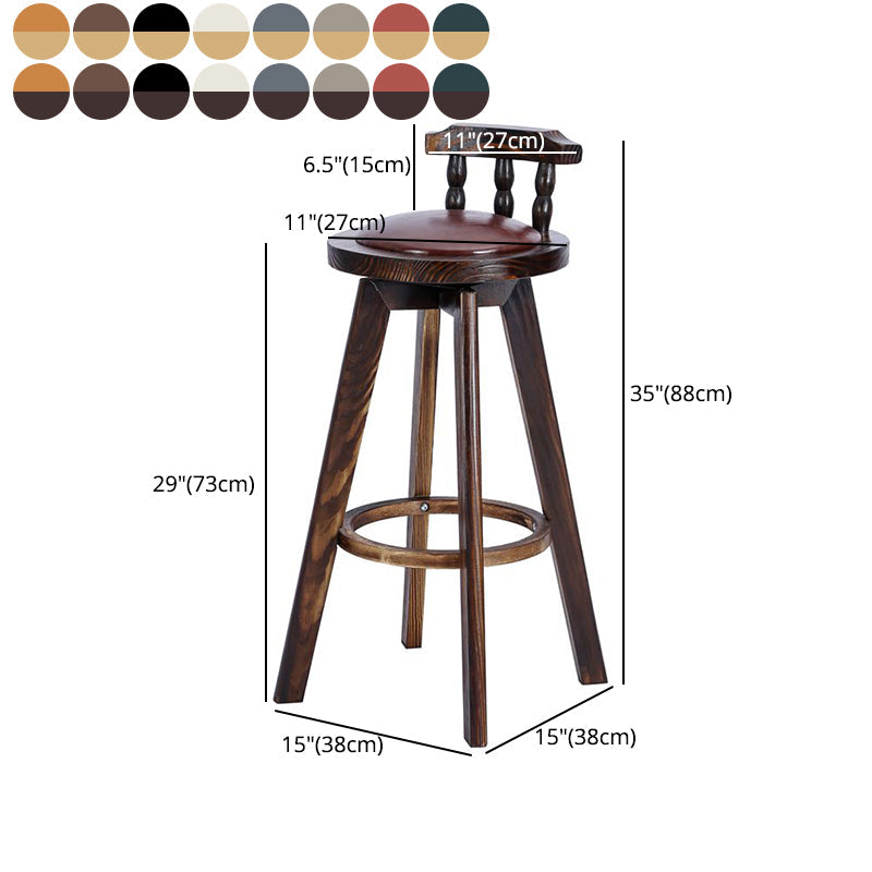 Modern Rotatable Backrest Counter Stool Wood Bar Stool with Leather Cushion and Pedal Clearhalo 'Bar Furniture' 'Bar Stools' 'bar_stools' 'furn' 'furn_bar_stools' 'furniture_bar_stools' 'Kitchen & Dining Furniture' 'kitchen&dining_furn' 'kitchen' 'kitchen_furn' Furniture' 4571201