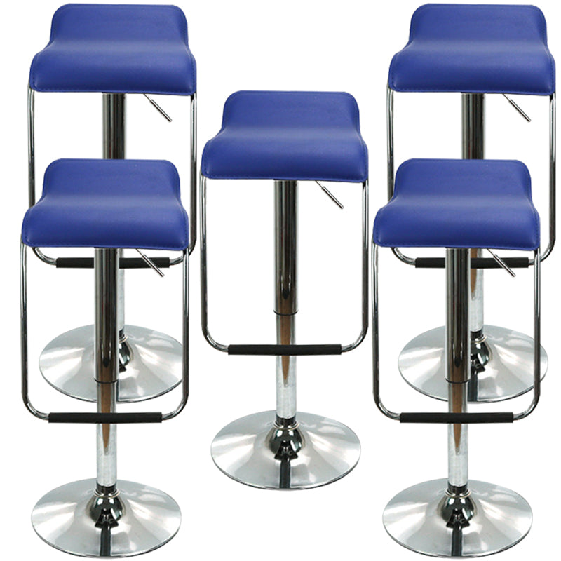 Modern Style Metal Bar Stool with Swivel and Adjustable Height Bistro Simple Bar Stool Blue 5 Piece Set Clearhalo 'Bar Furniture' 'Bar Stools' 'bar_stools' 'furn' 'furn_bar_stools' 'furniture_bar_stools' 'Kitchen & Dining Furniture' 'kitchen&dining_furn' 'kitchen' 'kitchen_furn' Furniture' 4571203