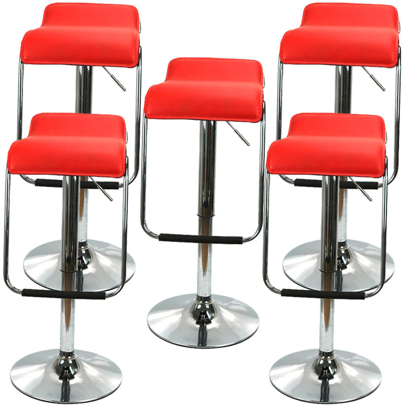 Modern Style Metal Bar Stool with Swivel and Adjustable Height Bistro Simple Bar Stool Red 5 Piece Set Clearhalo 'Bar Furniture' 'Bar Stools' 'bar_stools' 'furn' 'furn_bar_stools' 'furniture_bar_stools' 'Kitchen & Dining Furniture' 'kitchen&dining_furn' 'kitchen' 'kitchen_furn' Furniture' 4571204