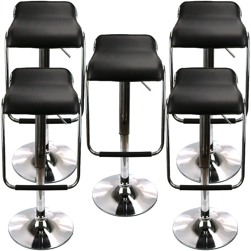 Modern Style Metal Bar Stool with Swivel and Adjustable Height Bistro Simple Bar Stool Black 5 Piece Set Clearhalo 'Bar Furniture' 'Bar Stools' 'bar_stools' 'furn' 'furn_bar_stools' 'furniture_bar_stools' 'Kitchen & Dining Furniture' 'kitchen&dining_furn' 'kitchen' 'kitchen_furn' Furniture' 4571206