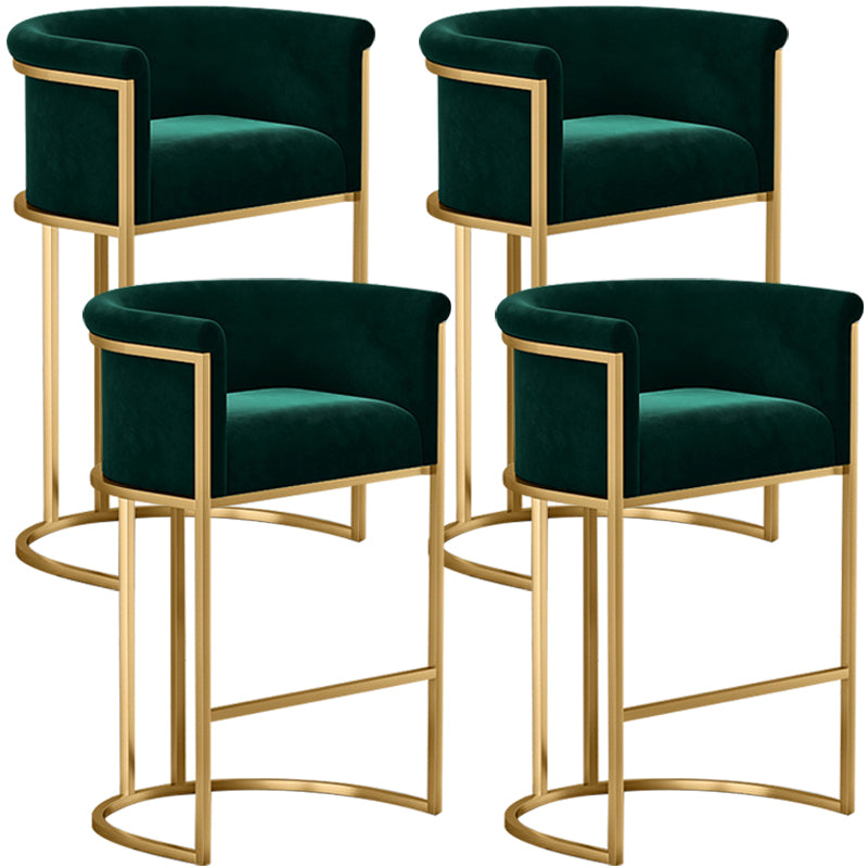 Glam Armless Backrest Counter Stool Iron Jewelry Store Bar Stool with Velvet Cushion Green 4 Piece Set Clearhalo 'Bar Furniture' 'Bar Stools' 'bar_stools' 'furn' 'furn_bar_stools' 'furniture_bar_stools' 'Kitchen & Dining Furniture' 'kitchen&dining_furn' 'kitchen' 'kitchen_furn' Furniture' 4571295