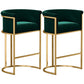 Glam Armless Backrest Counter Stool Iron Jewelry Store Bar Stool with Velvet Cushion Green 2 Piece Set Clearhalo 'Bar Furniture' 'Bar Stools' 'bar_stools' 'furn' 'furn_bar_stools' 'furniture_bar_stools' 'Kitchen & Dining Furniture' 'kitchen&dining_furn' 'kitchen' 'kitchen_furn' Furniture' 4571298