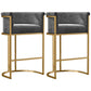 Glam Armless Backrest Counter Stool Iron Jewelry Store Bar Stool with Velvet Cushion Gray 2 Piece Set Clearhalo 'Bar Furniture' 'Bar Stools' 'bar_stools' 'furn' 'furn_bar_stools' 'furniture_bar_stools' 'Kitchen & Dining Furniture' 'kitchen&dining_furn' 'kitchen' 'kitchen_furn' Furniture' 4571305