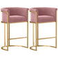 Glam Armless Backrest Counter Stool Iron Jewelry Store Bar Stool with Velvet Cushion Pink 2 Piece Set Clearhalo 'Bar Furniture' 'Bar Stools' 'bar_stools' 'furn' 'furn_bar_stools' 'furniture_bar_stools' 'Kitchen & Dining Furniture' 'kitchen&dining_furn' 'kitchen' 'kitchen_furn' Furniture' 4571310