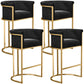 Glam Armless Backrest Counter Stool Iron Jewelry Store Bar Stool with Velvet Cushion Black 4 Piece Set Clearhalo 'Bar Furniture' 'Bar Stools' 'bar_stools' 'furn' 'furn_bar_stools' 'furniture_bar_stools' 'Kitchen & Dining Furniture' 'kitchen&dining_furn' 'kitchen' 'kitchen_furn' Furniture' 4571312