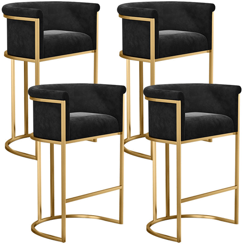 Glam Armless Backrest Counter Stool Iron Jewelry Store Bar Stool with Velvet Cushion Black 4 Piece Set Clearhalo 'Bar Furniture' 'Bar Stools' 'bar_stools' 'furn' 'furn_bar_stools' 'furniture_bar_stools' 'Kitchen & Dining Furniture' 'kitchen&dining_furn' 'kitchen' 'kitchen_furn' Furniture' 4571312