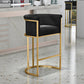 Glam Armless Backrest Counter Stool Iron Jewelry Store Bar Stool with Velvet Cushion Black 1 Piece Clearhalo 'Bar Furniture' 'Bar Stools' 'bar_stools' 'furn' 'furn_bar_stools' 'furniture_bar_stools' 'Kitchen & Dining Furniture' 'kitchen&dining_furn' 'kitchen' 'kitchen_furn' Furniture' 4571313