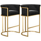 Glam Armless Backrest Counter Stool Iron Jewelry Store Bar Stool with Velvet Cushion Black 2 Piece Set Clearhalo 'Bar Furniture' 'Bar Stools' 'bar_stools' 'furn' 'furn_bar_stools' 'furniture_bar_stools' 'Kitchen & Dining Furniture' 'kitchen&dining_furn' 'kitchen' 'kitchen_furn' Furniture' 4571314