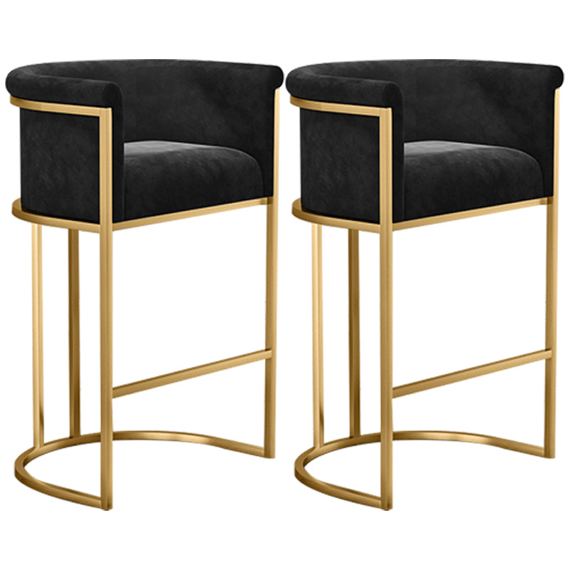 Glam Armless Backrest Counter Stool Iron Jewelry Store Bar Stool with Velvet Cushion Black 2 Piece Set Clearhalo 'Bar Furniture' 'Bar Stools' 'bar_stools' 'furn' 'furn_bar_stools' 'furniture_bar_stools' 'Kitchen & Dining Furniture' 'kitchen&dining_furn' 'kitchen' 'kitchen_furn' Furniture' 4571314