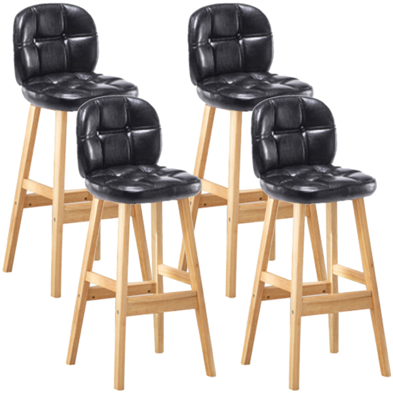 Modern Backrest Armless Counter Stool Wood Bar Stool with Pedal and Cushion Black Natural 4 Piece Set Clearhalo 'Bar Furniture' 'Bar Stools' 'bar_stools' 'furn' 'furn_bar_stools' 'furniture_bar_stools' 'Kitchen & Dining Furniture' 'kitchen&dining_furn' 'kitchen' 'kitchen_furn' Furniture' 4571317