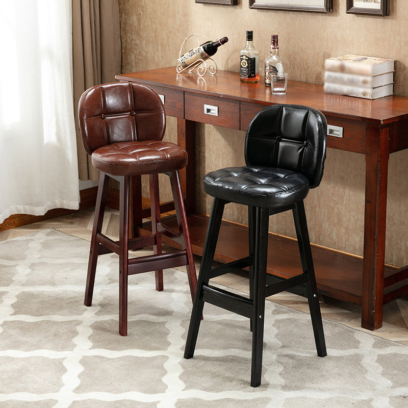 Modern Backrest Armless Counter Stool Wood Bar Stool with Pedal and Cushion Clearhalo 'Bar Furniture' 'Bar Stools' 'bar_stools' 'furn' 'furn_bar_stools' 'furniture_bar_stools' 'Kitchen & Dining Furniture' 'kitchen&dining_furn' 'kitchen' 'kitchen_furn' Furniture' 4571320