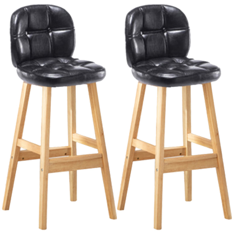 Modern Backrest Armless Counter Stool Wood Bar Stool with Pedal and Cushion Black Natural 2 Piece Set Clearhalo 'Bar Furniture' 'Bar Stools' 'bar_stools' 'furn' 'furn_bar_stools' 'furniture_bar_stools' 'Kitchen & Dining Furniture' 'kitchen&dining_furn' 'kitchen' 'kitchen_furn' Furniture' 4571321