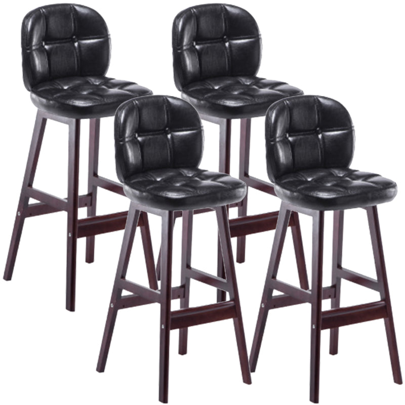 Modern Backrest Armless Counter Stool Wood Bar Stool with Pedal and Cushion Black Brown 4 Piece Set Clearhalo 'Bar Furniture' 'Bar Stools' 'bar_stools' 'furn' 'furn_bar_stools' 'furniture_bar_stools' 'Kitchen & Dining Furniture' 'kitchen&dining_furn' 'kitchen' 'kitchen_furn' Furniture' 4571323