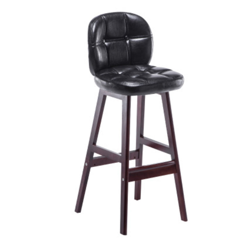Modern Backrest Armless Counter Stool Wood Bar Stool with Pedal and Cushion Black Brown 1 Piece Clearhalo 'Bar Furniture' 'Bar Stools' 'bar_stools' 'furn' 'furn_bar_stools' 'furniture_bar_stools' 'Kitchen & Dining Furniture' 'kitchen&dining_furn' 'kitchen' 'kitchen_furn' Furniture' 4571325